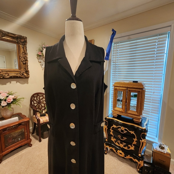 Virgo Midi Black Linen Halter Dress Size 16 Spring Summer - Picture 11 of 11